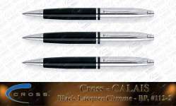 ( CROSS )  " Authorized Distributor Pen CROSS Indonesia  " CROSS CALAIS BLACK LACQUER CHROME BP# 112-2 Metal Pen Souvenir / Gift and Promotion